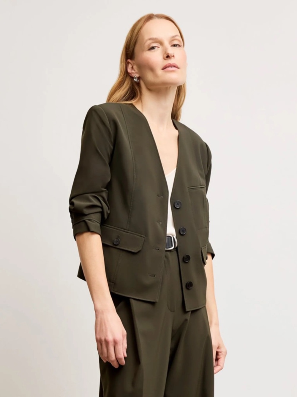 M.M.LaFleur Ayla Travel Jacket in OrigamiTech Olive Size 0 NWT